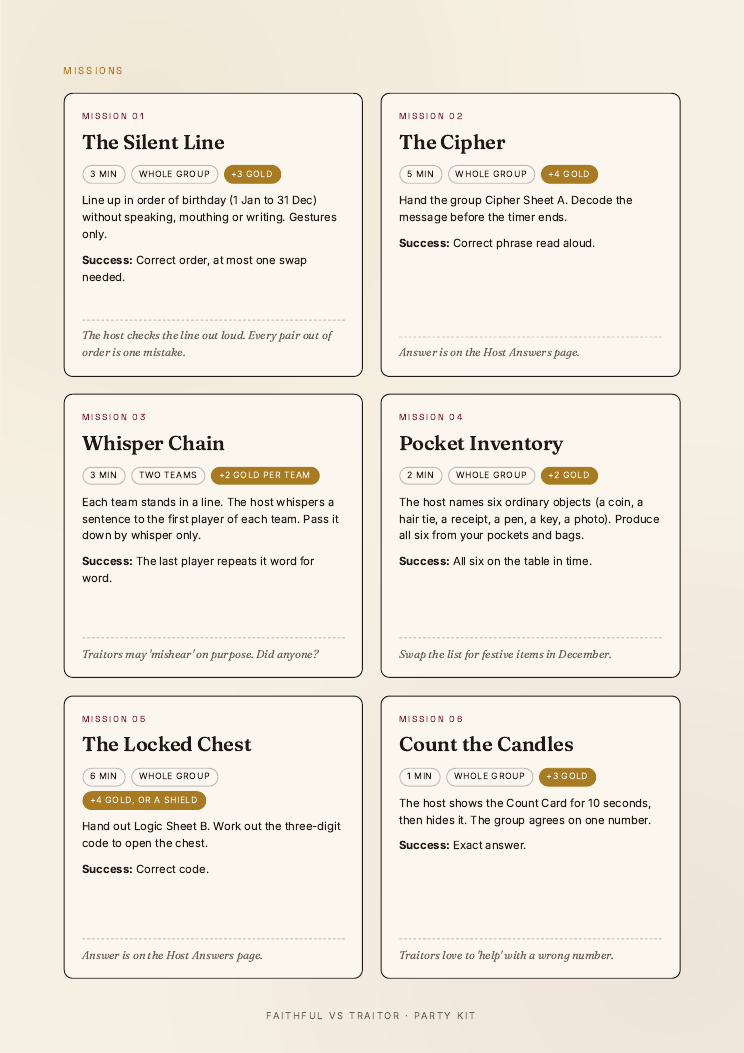 Mission cards